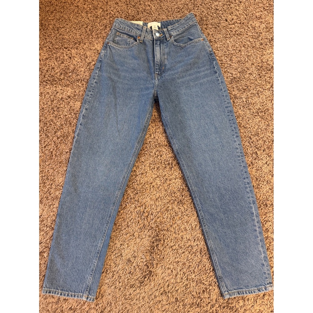 H&M High Waist Mom Jeans Women's Size 4 Blue Denim Ankle Length